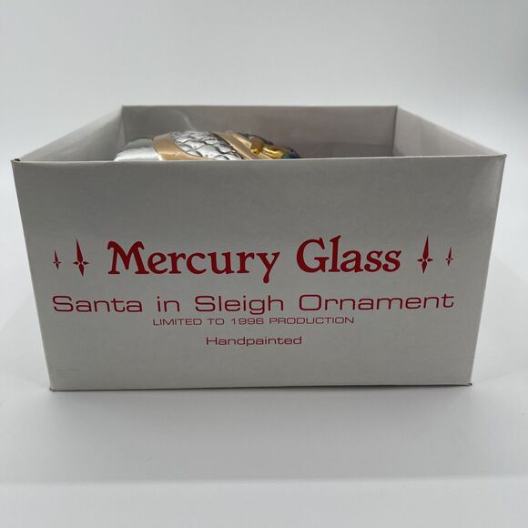 Department 56 Mercury Glass Santa In Sleigh Ornament Handpainted Vintage 1996 - Picture 2 of 8